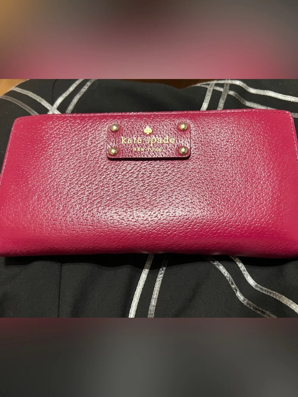 kate spade Raspberry Red Wellesley Layton Leather Wristlet Zip Wallet